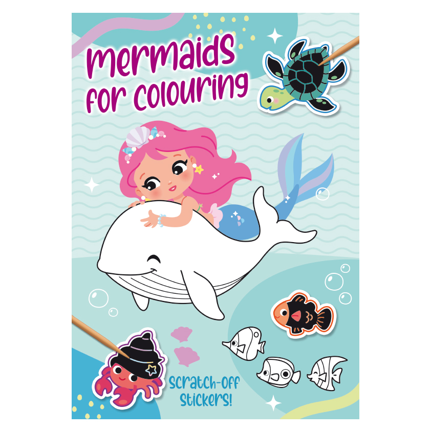 Colouring with scratch-off stickers - Mermaids