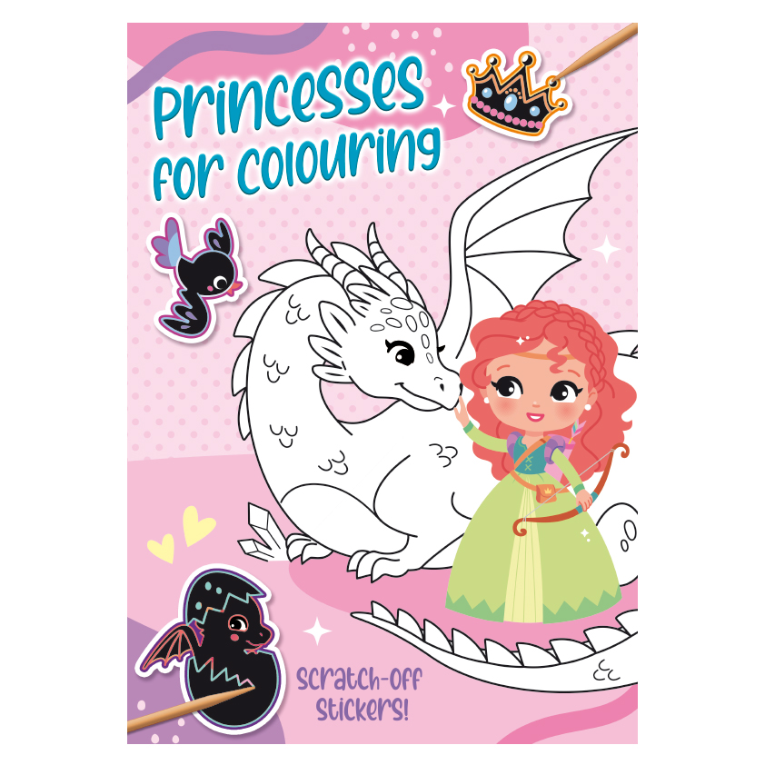 Colouring with scratch-off stickers - Princesses