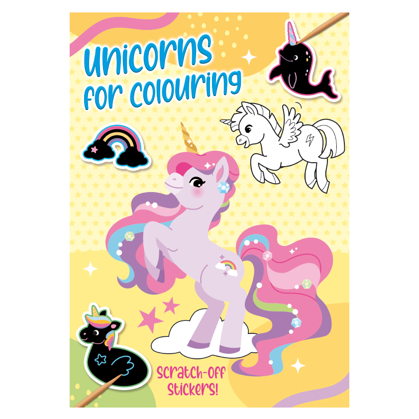 Colouring with scratch-off stickers - Unicorns