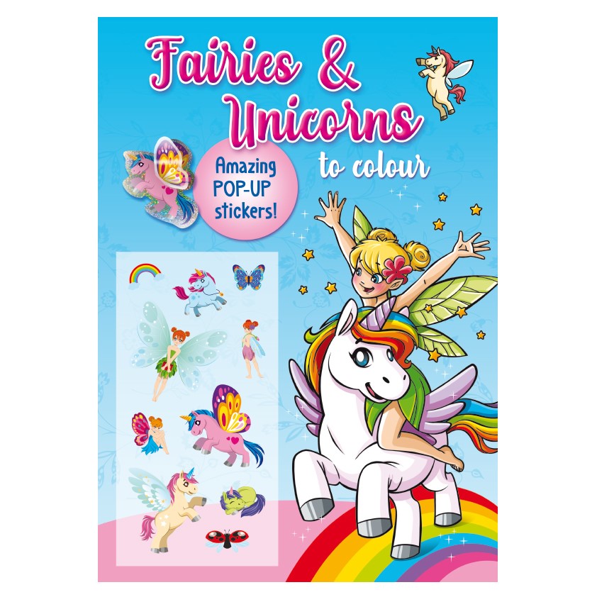 Fairies & Unicorns to Colour with 3D Stickers
